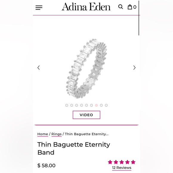 Sterling Silver Thin Baguette Eternity Band - Picture 3 of 4